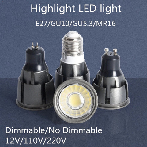 Foco LED superbrillante, regulable, GU10 / GU5.3 / E27/MR16, COB, 9W, 12W, 15W, Bombilla LED para lámpara, 85-265V, 12V, blanco cálido/blanco frío, L ► Foto 1/6