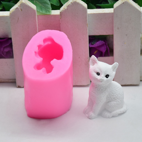 De moda de 3D lindo gato en forma de silicona DIY molde Chocolate jabón moldes para decorar pasteles herramientas Herramientas para hornear molde de la torta de ► Foto 1/6