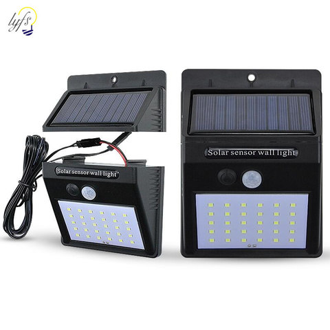 Lámpara Solar de pared para exteriores, 30 LED, impermeable, Sensor de movimiento, iluminación Solar para jardín, pared de patio, 3 modos ► Foto 1/6