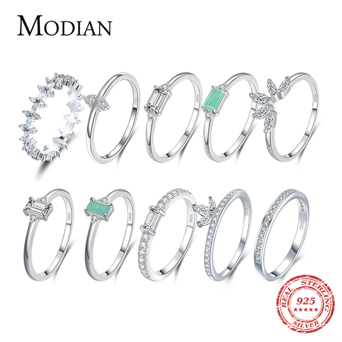 MODIAN 100% de moda de 925 Turmalina de plata fina anillos de dedo clásico claro CZ joyería de la boda para las mujeres de Buen regalo ► Foto 1/6