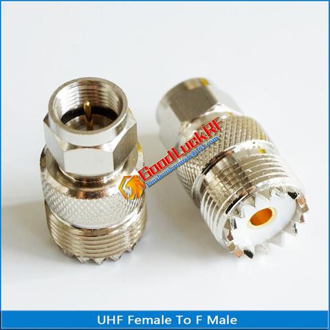 Adaptador de conector de F a UHF PL259 PL-259 SO239 SO-239, enchufe hembra a F macho UHF - F TV, adaptador Coaxial RF recto de latón ► Foto 1/6