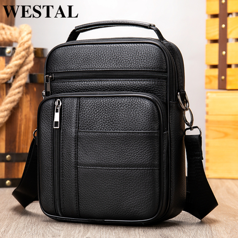 WESTAL-Bolso de cuero para hombre, bolsas de mensajero por encima del hombro, cámara, ipad, bolsos cruzados para hombre, 745 ► Foto 1/6