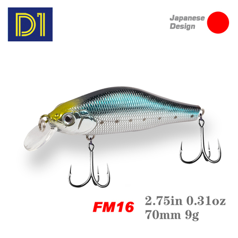 D1-señuelo plano de piscardo que se hunde, khamsin, Wobbler de agua dulce para pesca, Swimbait, Crankbait, suministros de pesca de 70mm, 9g ► Foto 1/5