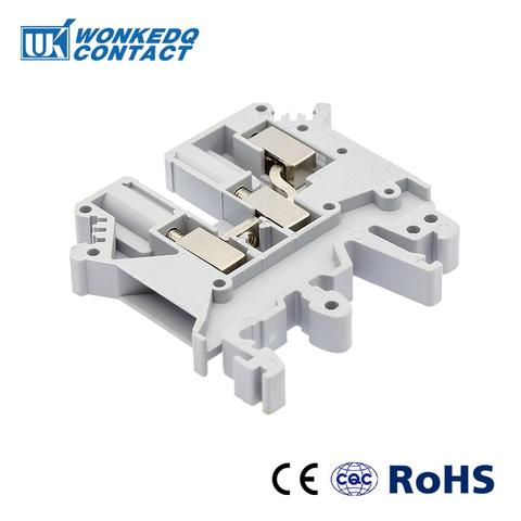 10 Uds Reino Unido-5-doble bloques de terminales de carril Din en dos de Conductor UK5 3 conductores Bloque de terminales de tornillo ► Foto 1/6