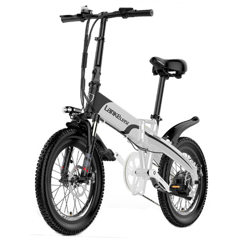 Bicicleta eléctrica plegable de 20 pulgadas, batería oculta de 500 W 48 V 10Ah, montura de aleación de aluminio bicicleta de montaña, horquilla de suspensión ► Foto 1/1