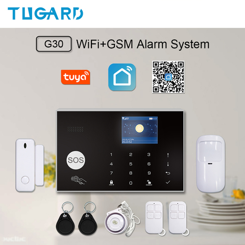 Tuya WiFi inteligente 2G GSM ALARMA DE SEGURIDAD PARA EL HOGAR Sysrtem 433MHz alarma casa antirrobo inalámbrica Kit de Android iOS sistema aplicación remota de Control ► Foto 1/6