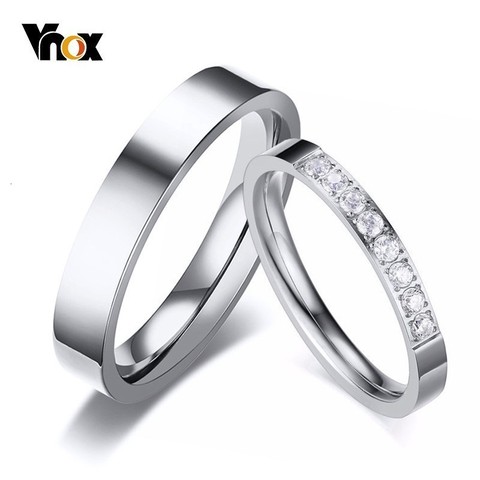 Vnox-Bandas de compromiso de acero inoxidable para parejas, anillos antialérgicos para hombres y mujeres ► Foto 1/6