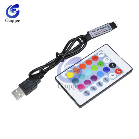 Tiras de luz LED USB 5 12 24 V RGB USB IR RF controlador remoto 5V 12V 24 V USB tira de luz LED 3 17 24 teclas remoto inalámbrico ► Foto 1/6