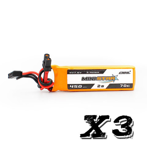 3 paquetes CNHL MiniStar HV 450mAh 7,6 V 2S 70C Lipo batería con XT30U macho ► Foto 1/4