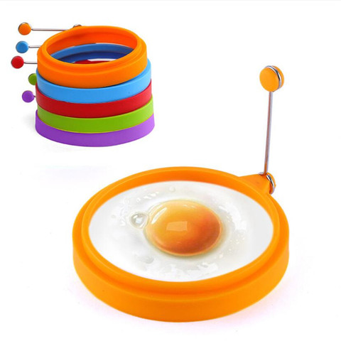 4 Color huevo frito silicona panqueque anillo tortilla de huevo frito ronda Shaper molde para huevos para el desayuno sartén y horno de cocina ► Foto 1/6