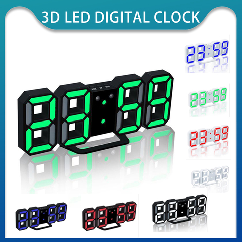 Reloj de pared Digital LED brillante, reloj electrónico de mesa con pantalla de 24/12 horas, despertador ► Foto 1/6
