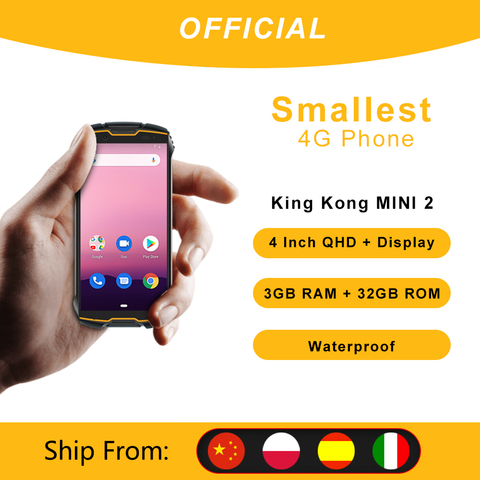 Cubot-teléfono inteligente KingKong MINI2, resistente al agua, pantalla QHD de 4 pulgadas, 4G LTE, Doble SIM, identificación facial, Android 10, 3GB + 32GB, cámara de 13MP ► Foto 1/6