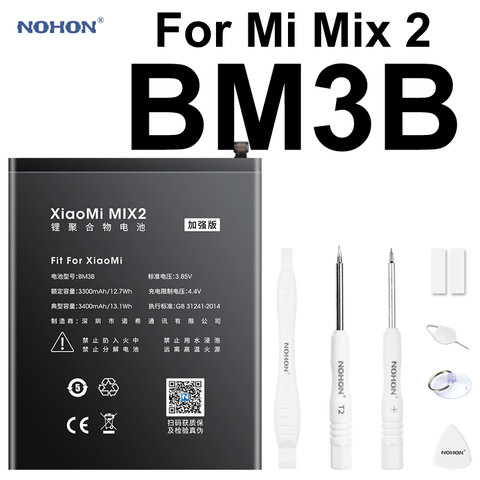 Nohon batería para BM3B Xiaomi mezclar 2 de alta capacidad 3300mAh ~ 3400mAh Teléfono de polímero Li-polímero batería + herramientas libres para Mi mezclar 2 Mix2 batería ► Foto 1/6