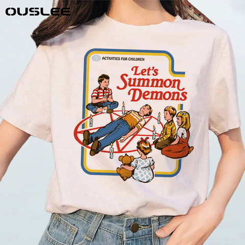 OUSLEE-Camiseta de dibujos animados para hombre y mujer, camiseta Harajuku con estampado de demonio, Tops Chic de la serie Ullzang Grim Evil, ropa de calle para mujer ► Foto 1/6