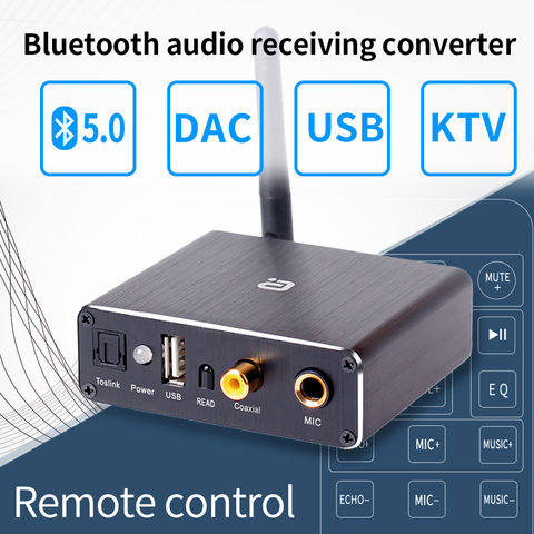Adaptador de descodificador de Audio DAC, receptor Bluetooth 5,0, amplificador, reproductor de u-disk, adaptador de micrófono KTV, convertidor Coaxial óptico a analógico ► Foto 1/6