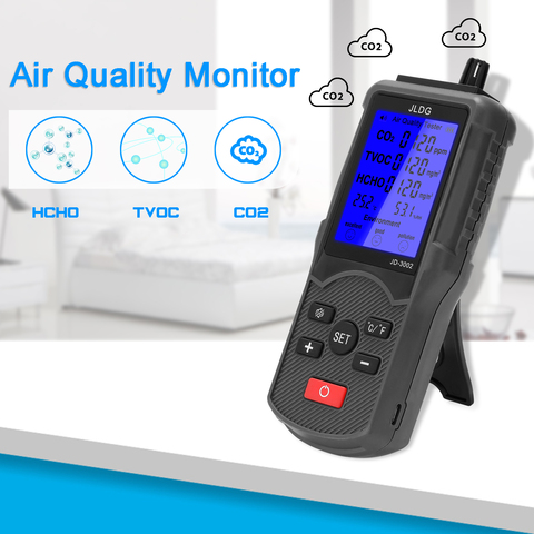 Detector Digital de Gas CO2 TVOC, medidor de HCHO, Monitor de calidad del aire, dispositivo de medición de temperatura y humedad, Analizador de aire, pantalla LCD ► Foto 1/6