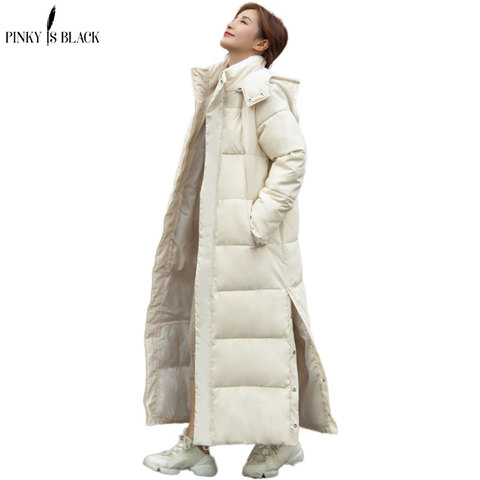 PinkyIsBlack-Parkas largas con capucha para mujer, chaqueta informal de algodón grueso para invierno, prendas de vestir cálidas, novedad de 2022 ► Foto 1/6