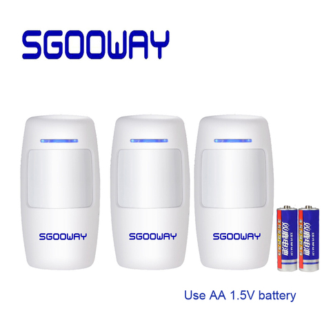 Sgooway-alarma de movimiento PIR inteligente, inalámbrico, Detector de movimiento para GSM PSTN, antena integrada WIFI con sistema de alarma, Utiliza batería AA ► Foto 1/6