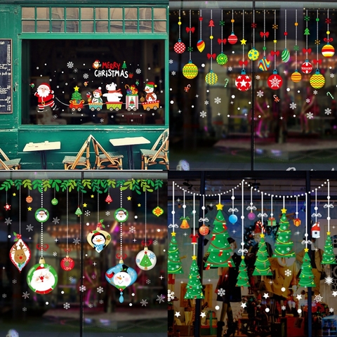 Pegatinas de Navidad de ventana para el hogar, calcomanías de pared de Feliz Navidad, Papá Noel, murales, decoración de Año Nuevo, 2022 ► Foto 1/1