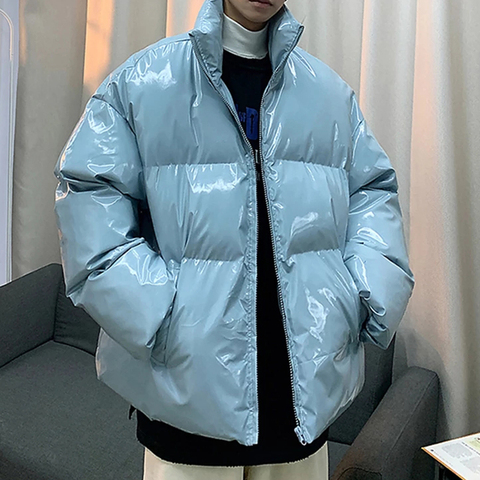 Ropa de calle de Hip-Hop para hombre, chaquetas azules de invierno con burbujas, abrigo, Parka cálida Harajuku, chaqueta acolchada coreana, 2022 ► Foto 1/5