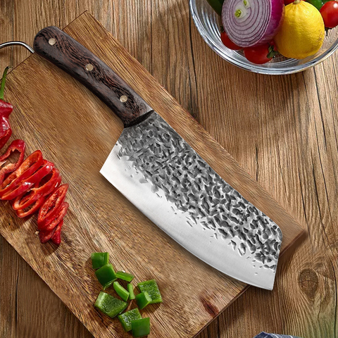 7 pulgadas forjado cuchillo hecho a mano cocina Chef chino corte de carne Cleaver verduras cortar pescado cuchillos para filete de acero inoxidable ► Foto 1/6