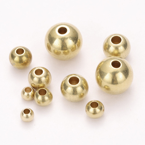 Bolas redondas de latón originales para hacer joyas, cuentas de espacio de 3/4/5/6/8mm, abalorios sueltos para collares para manualidades, accesorios de joyería, 50 Uds. ► Foto 1/6