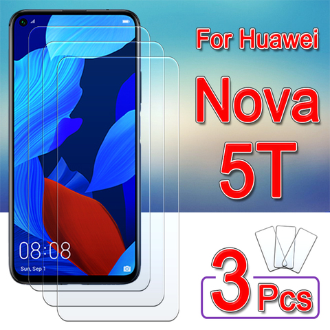 Protector de pantalla de cristal para huawei nova 5 t, película de hoja blindada de seguridad, 5 T, T5, Glas, huawei 5 t, 3 uds. ► Foto 1/5