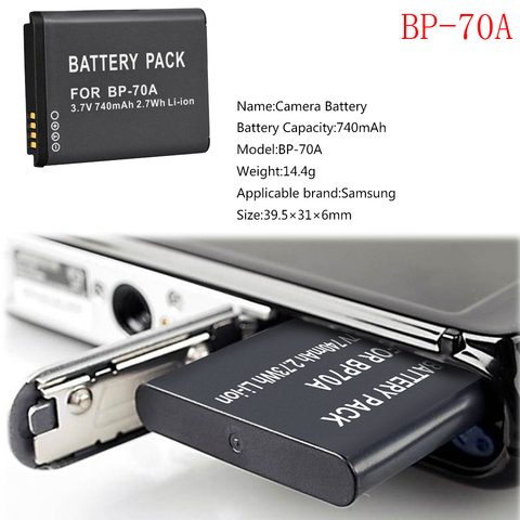 PALO BP-70A recargable de la batería para SAMSUNG PL80 ES70 PL90 PL100 PL101 PL120 PL170 PL200 PL201 SL50 SL600 SL605 SL630 BP70A ► Foto 1/5