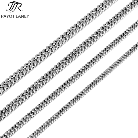 Cadena de eslabones de acero inoxidable para hombre y mujer, collar, cadena, Color plateado, estilo cubano, titanio ► Foto 1/4