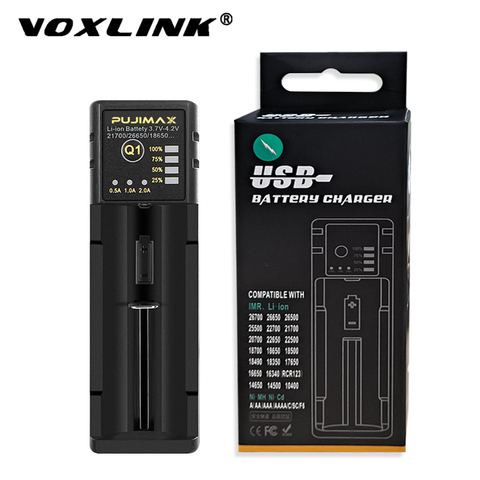 VOXLINK-cargador de batería portátil, con cable de carga para 18650 26650 21700 18350 AA AAA 3,7 V/3,2 V/1,2 V/batería de litio NiMH ► Foto 1/6