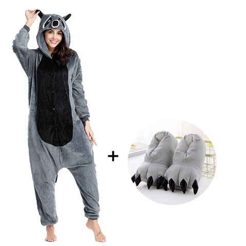 Pijamas con diseño de mapache para hombre y mujer, mono de Animal Kigurumi para adultos, traje de dibujos animados para Cosplay, mono de una pieza ► Foto 1/6