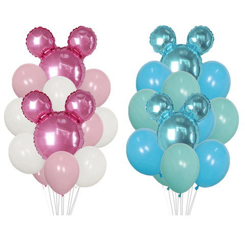 1set Mickey Minnie Globos de ratón cumpleaños de látex globo de la ducha de bebé decoración de fiesta de cumpleaños de los niños de papel de aluminio globo Globos de aire juguete ► Foto 1/6