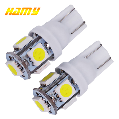 T10 bombilla LED luz Interior 5W5 W5W luz LED de señal 12V 5 SMD 6500K blanco de la cuña lateral Placa de licencia de lámparas de lectura 194, 168 ► Foto 1/6