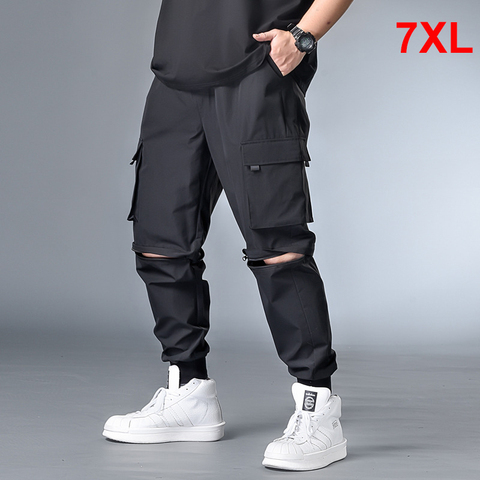 Ropa informal estilo Hip Hop para hombre, pantalones cortos extraíbles de gran tamaño, pantalones de corredor de carga, talla grande 6XL, 7XL, HX412 ► Foto 1/6