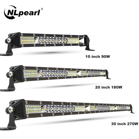 NLpearl-Barra de luz Led de obra, 10, 20 y 30 pulgadas, barra de LED delgada, Combo todoterreno, 12V, 24V, luz de trabajo para 4x4, camión, ATV, barco, Tractor ► Foto 1/6