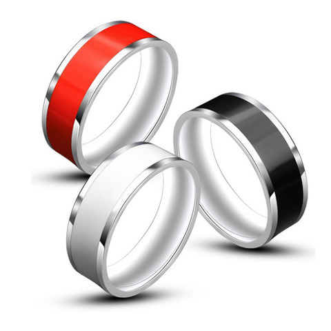 Gran oferta de acero inoxidable Multi-Color esmalte anillo de cerámica de calidad superior cóctel anillos de dedo Tamaño 7-12 ► Foto 1/6