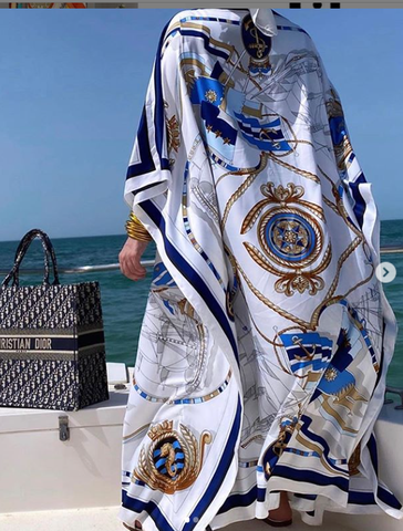 Vestido largo bohemio de seda para mujer, caftán sexy con estampado de moda, longitud completa, para vacaciones y playa, vestidos africanos de verano ► Foto 1/6