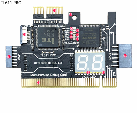 Analizador LPC, tarjeta de diagnóstico de la placa base, PCI, PCI-E, J04 ► Foto 1/3