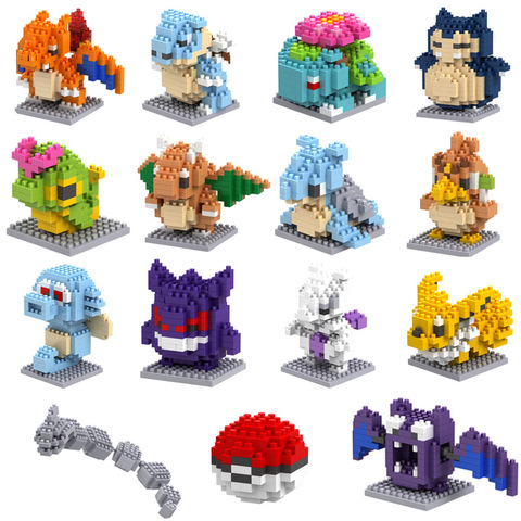 Figuras de acción de Pokémon, bloques de construcción, gránulos, Pikachu, monstruo de bolsillo, POKEMON, mini modelo de Diamante, de una pieza, juguete para coleccionar para niños ► Foto 1/6