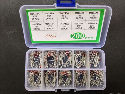 Kit de diodos Zener de 10 valores, 1n4738 ~ 1n4748 1W 1n/4739a/4740a/4741a/4742a/4743a/4744a/4745a/4746a 8,2/9,1/11/12/12/12/13/12/12/12/16/18/22/v ► Foto 1/2