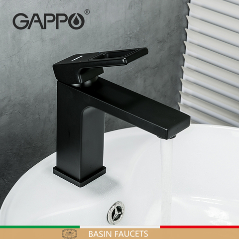 GAPPO-grifo de fregadero negro, cromado, Delgado, lavabo, grifo mezclador de agua caliente, grúa de Cuenca de agua fría, grifo de baño G1017-6 ► Foto 1/6