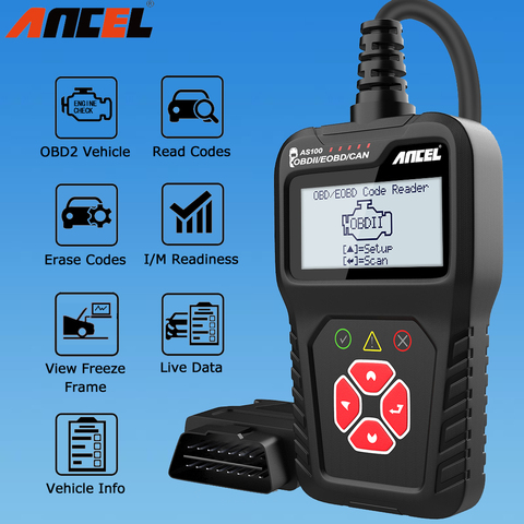 Herramienta de diagnóstico de coche Ancel AS100 Obd2 OBD 2 escáner automotriz Herramienta de Análisis de motor lector de código Obdii herramienta de escaneo PK ELM327 v1.5 ► Foto 1/6