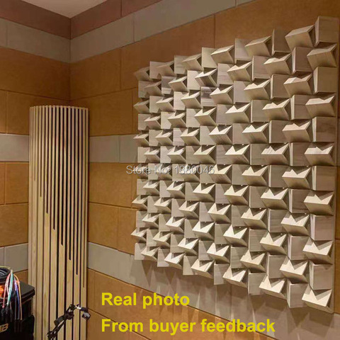 Difusor de sonido de madera profesional para habitación hifi, tratamiento acústico de techo, moldura, 2 uds., 60x60cm, panel acústico difusor ► Foto 1/1
