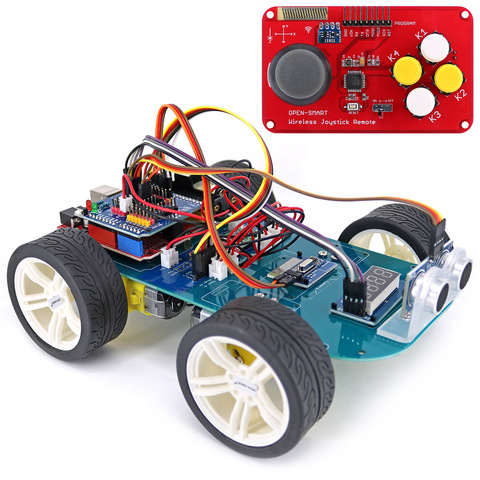 4WD inalámbrico JoyStick Control remoto Motor de rueda de goma Kit de coche inteligente con Tutorial para Arduino UNO R3 Nano mega2560 ► Foto 1/6