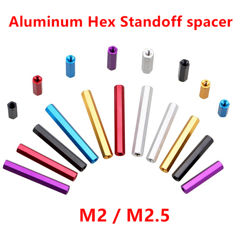 Separadores de aluminio hexagonales M2 M2.5, espaciador de aluminio, tornillos de espaciado de poste de columna para piezas de modelo RC, 10 Uds. ► Foto 1/5