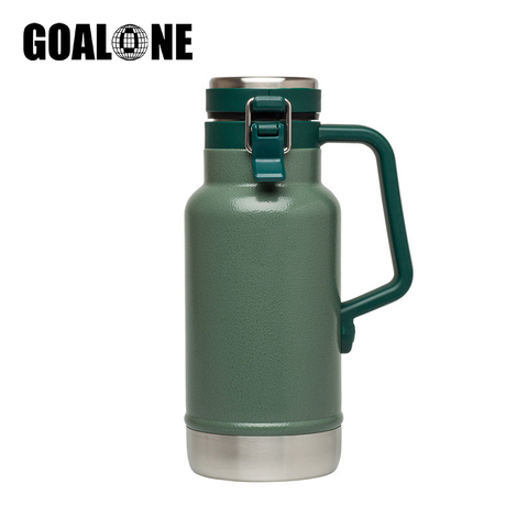 GOALONE-barril de cerveza portátil de acero inoxidable, doble pared, aislado, Growler de cerveza con mango, botella de viaje para Camping, 946ML/32OZ ► Foto 1/6