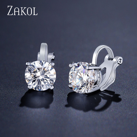 Pendientes de Clip de Zirconia cúbica ZAKOL para mujer pendientes de joyería de cristal de moda para mujer regalo de fiesta de boda de calidad superior FSEP526 ► Foto 1/6