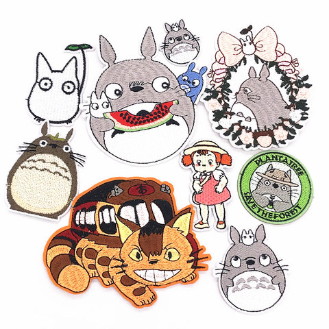 9 unids/set Anime personaje Totoro parches No cara apliques hierro en ropa para DIY Ropa Decoración bordado tela pegatinas ► Foto 1/6