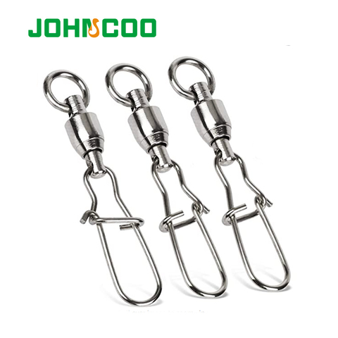 JOHNCOO-accesorios de pesca, 10 Uds., Duo Lock emerillones de pesca, giratorio de barril inoxidable, 0-6 #, pivotes a presión, rodamiento de bolas ► Foto 1/6