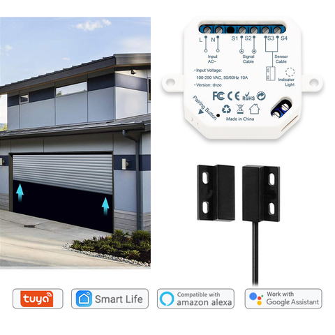 Sensor de puerta de garaje con control remoto, interruptor WiFi, Tuya Smart Life, App, alerta, funciona con Google Home, Alexa, Automatización del hogar ► Foto 1/6